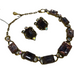 Vintage Florenza Purple AB Rhinestone Necklace & Earring Costume Jewelry Set

