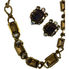 Vintage Florenza Purple AB Rhinestone Necklace & Earring Costume Jewelry Set
