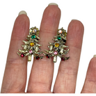 Vintage Hollycraft Christmas Tree Rhinestone Brooch & Earring Set