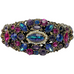 Vintage Weiss Blue, Purple, & Pink Rhinestone Clamp Bracelet