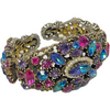 Vintage Weiss Blue, Purple, & Pink Rhinestone Clamp Bracelet