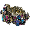 Vintage Weiss Blue, Purple, & Pink Rhinestone Clamp Bracelet