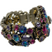 Vintage Weiss Blue, Purple, & Pink Rhinestone Clamp Bracelet