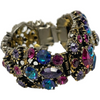 Vintage Weiss Blue, Purple, & Pink Rhinestone Clamp Bracelet