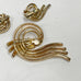 Vintage Crown Trifari Gold Tone Baguette Rhinestone Brooch & Earring Set