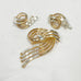 Vintage Crown Trifari Gold Tone Baguette Rhinestone Brooch & Earring Set