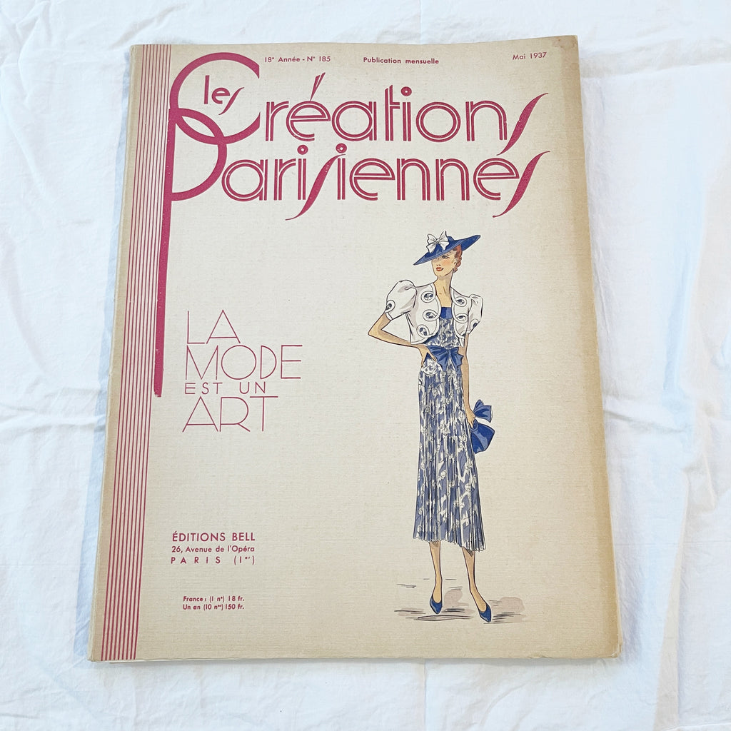 Rare Vintage May 1937 Les Creations Parisiennes Fashion Magazine