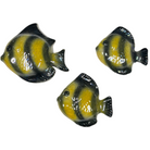 Vintage Set of 3 Black & Yellow Fish Wall Plaques