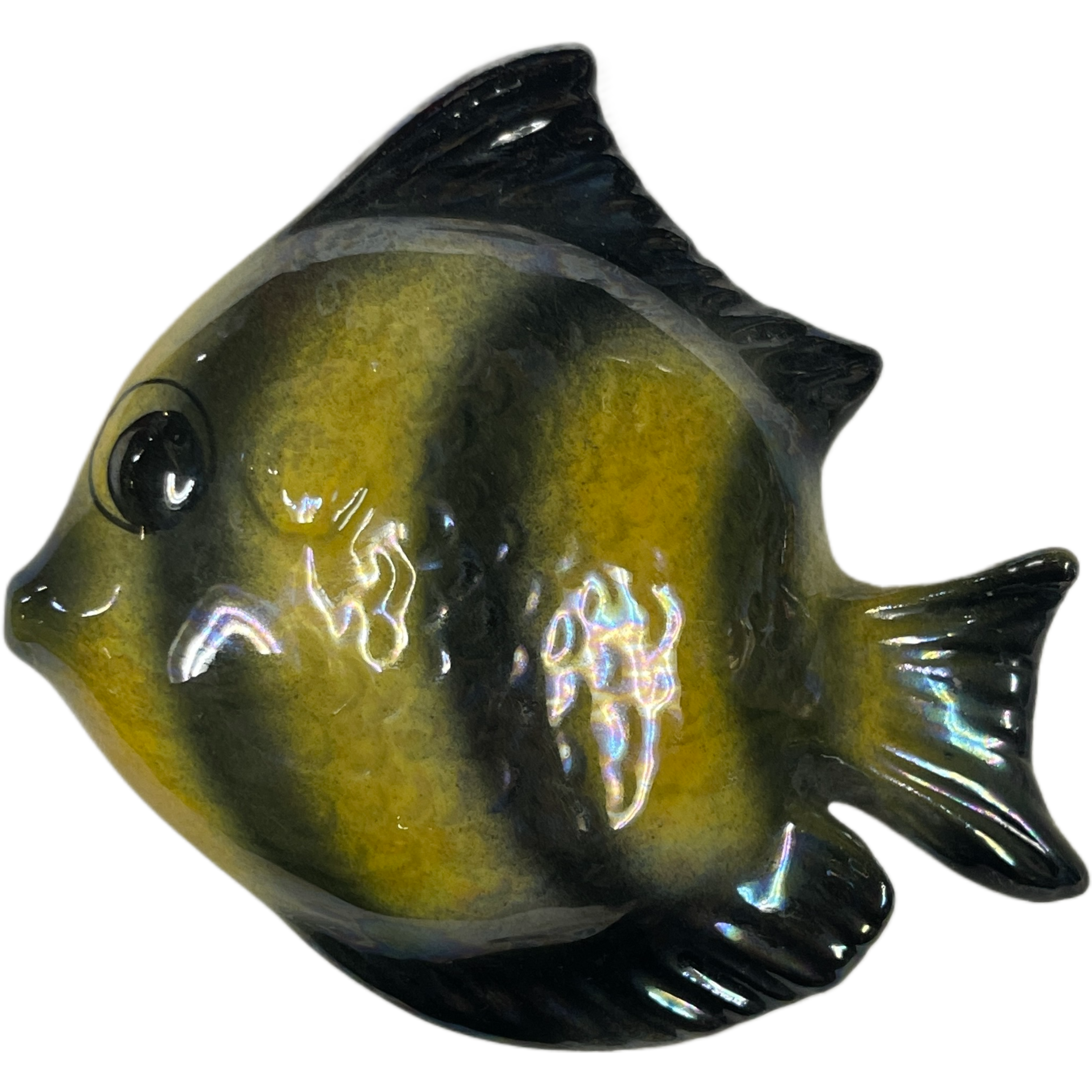 Vintage Set of 3 Black & Yellow Fish Wall Plaques
