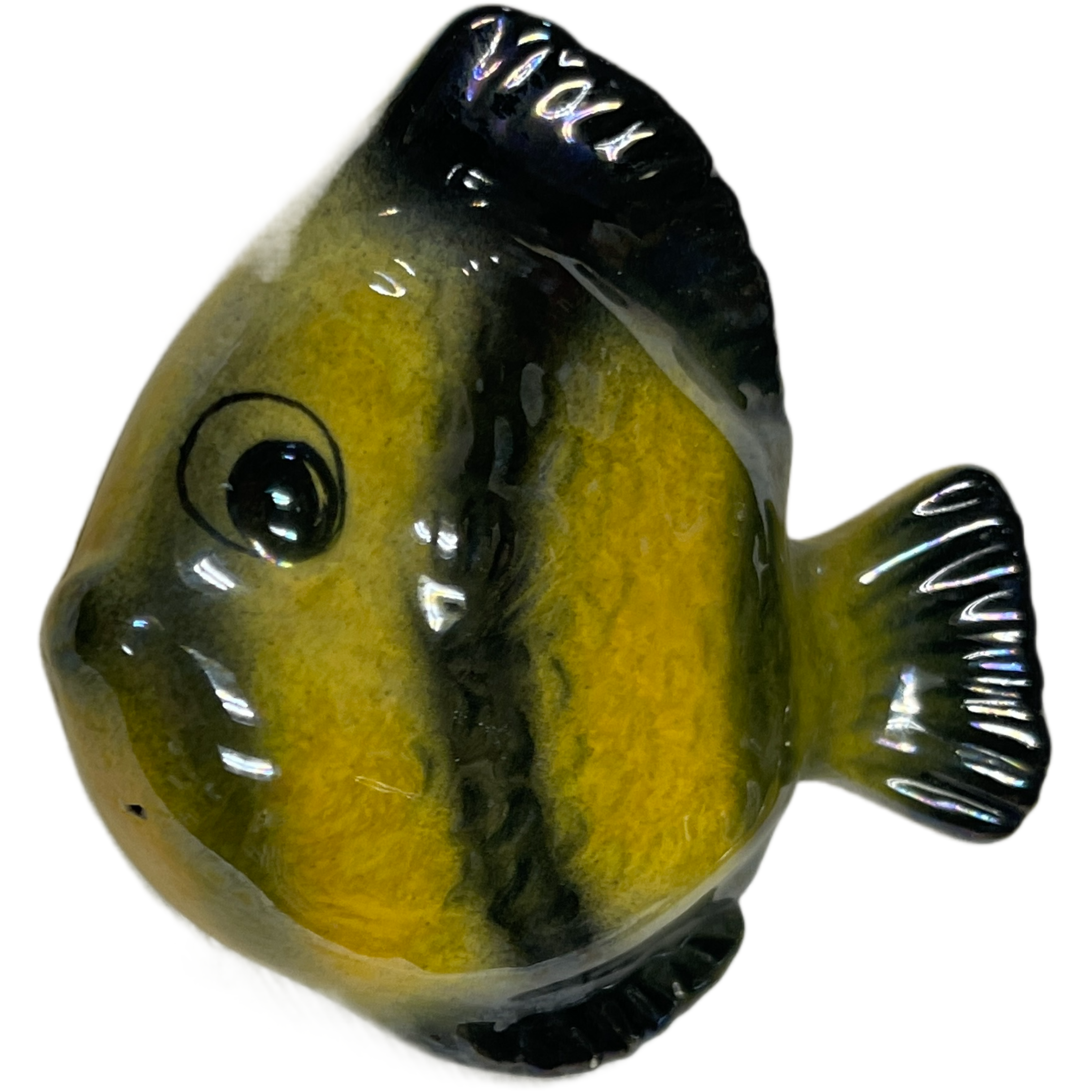 Vintage Set of 3 Black & Yellow Fish Wall Plaques