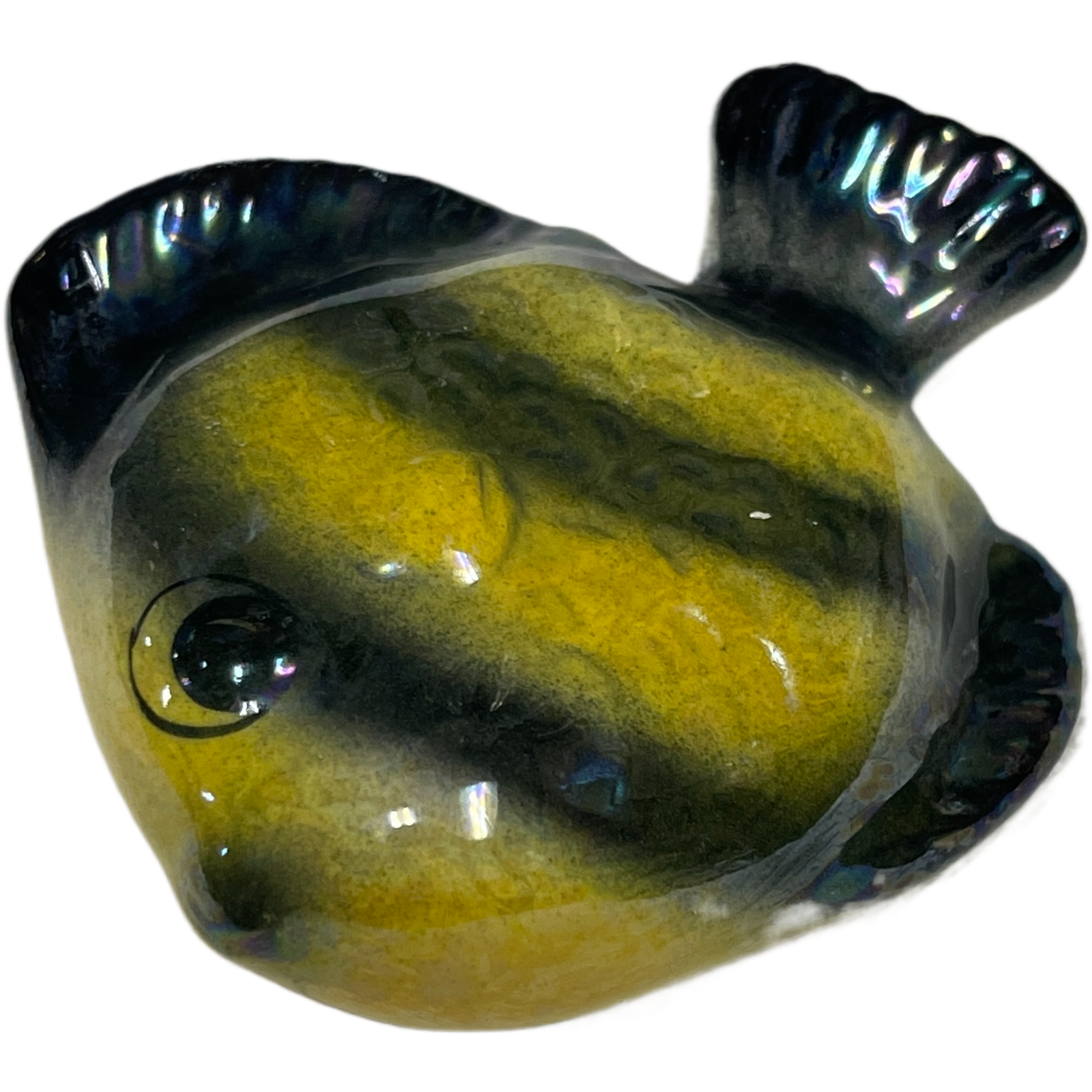 Vintage Set of 3 Black & Yellow Fish Wall Plaques
