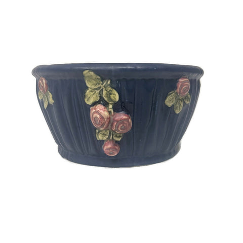 Vintage 6” Weller Pottery “Blue Drapery” Pattern Bowl