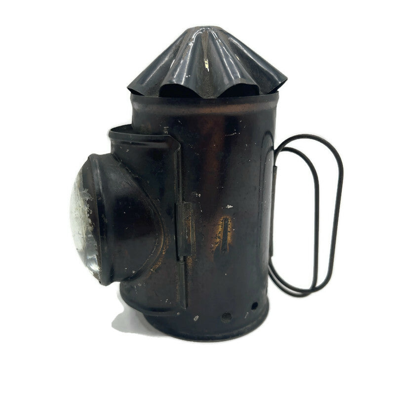 Antique Early 1900’s Top Twist Red/ Green Hand Held Bulls Eye Candle Lantern