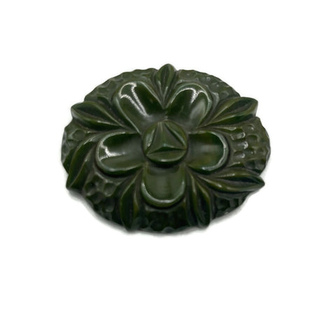 Vintage Carved Floral Bakelite Brooch