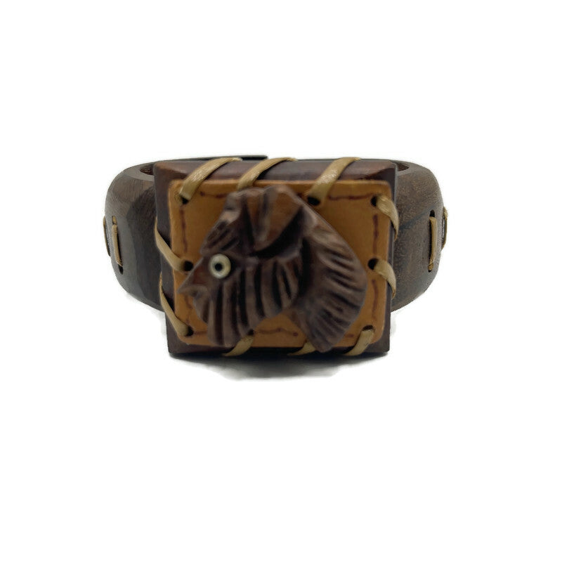 Vintage 1930’s/40’s Wood & Leather Clamp Bracelet