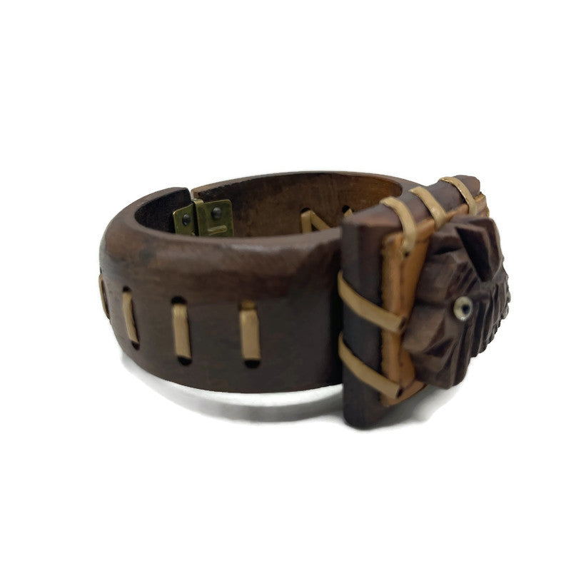 Vintage 1930’s/40’s Wood & Leather Clamp Bracelet