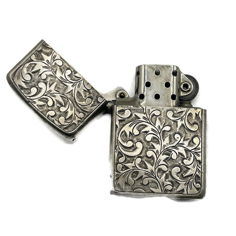 Vintage 1940’s Etched Sterling Silver Zippo Lighter