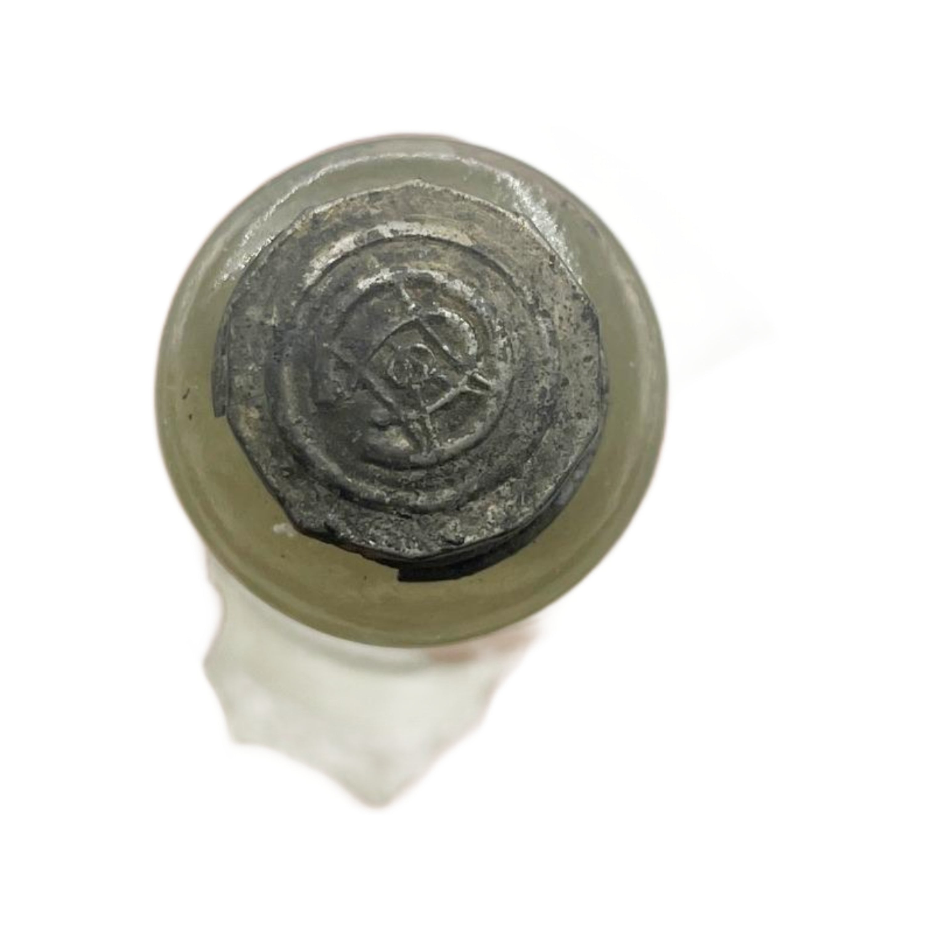 Antique Clear Glass Embossed Barbers Bottle 