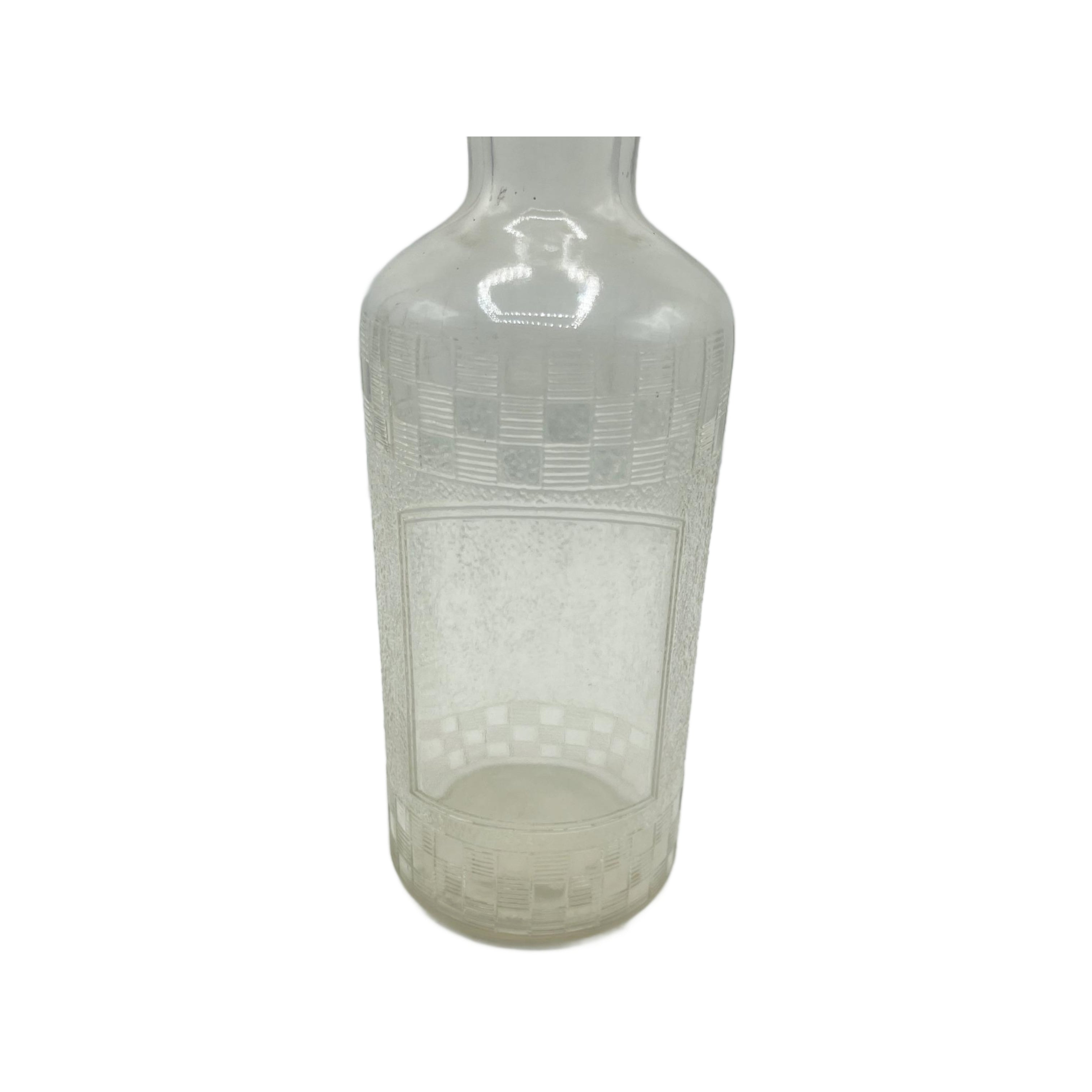 Antique Clear Glass Embossed Barbers Bottle 