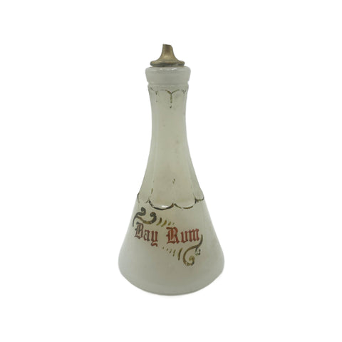 Antique Milk Glass “Bay Rum” Barber Bottle