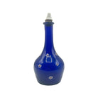 Antique Cobalt Blue Glass Barber Bottle  W/ Floral Design