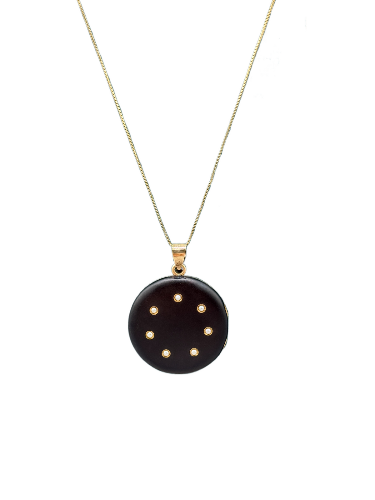 Antique Victorian UNUSED 14K Enamel & Seed Pearl Mourning Locket