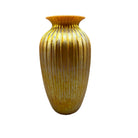 Vintage Lundburg Yellow Iridescent Art Glass Vase Signed 