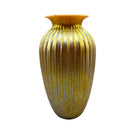 Vintage Lundburg Yellow Iridescent Art Glass Vase Signed 
