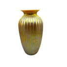 Vintage Lundburg Yellow Iridescent Art Glass Vase Signed 