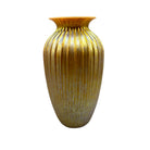 Vintage Lundburg Yellow Iridescent Art Glass Vase Signed 