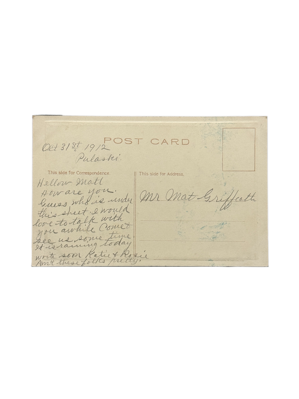 Antique Sanders Halloween Post Card Circa 1912
