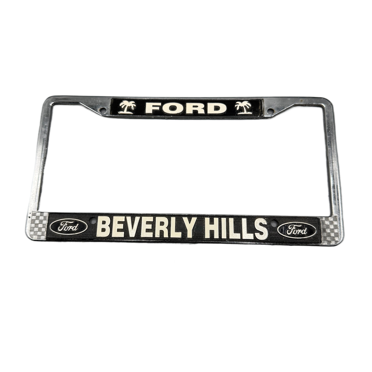 Vintage Metal Ford Beverly Hills License Plate Frame