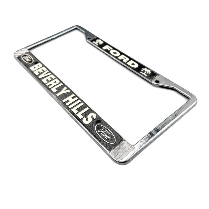 Vintage Metal Ford Beverly Hills License Plate Frame