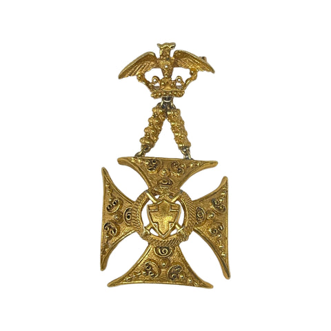 Vintage Gold Tone Florenza Maltese Cross BroochVintage Gold Tone Florenza Maltese Cross Brooch