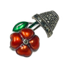 Judith Jack Sterling Silver Enamel Marcasite Flower Pot Brooch 