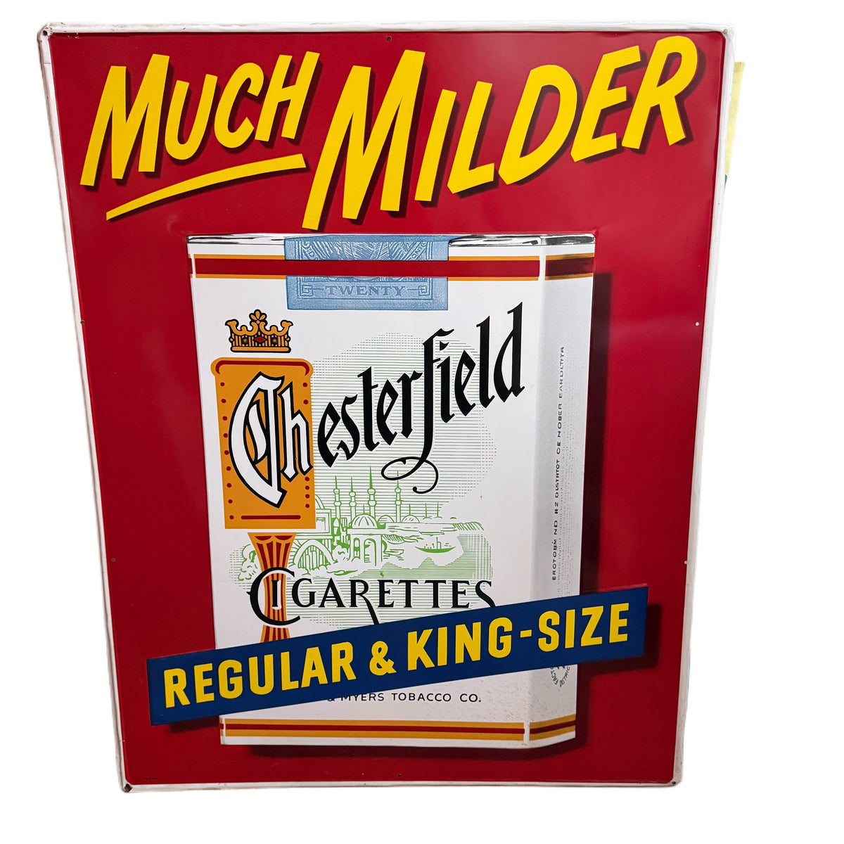 Vintage Never Used 1948-1950 Chesterfield Cigarettes Tin Lithograph Sign
