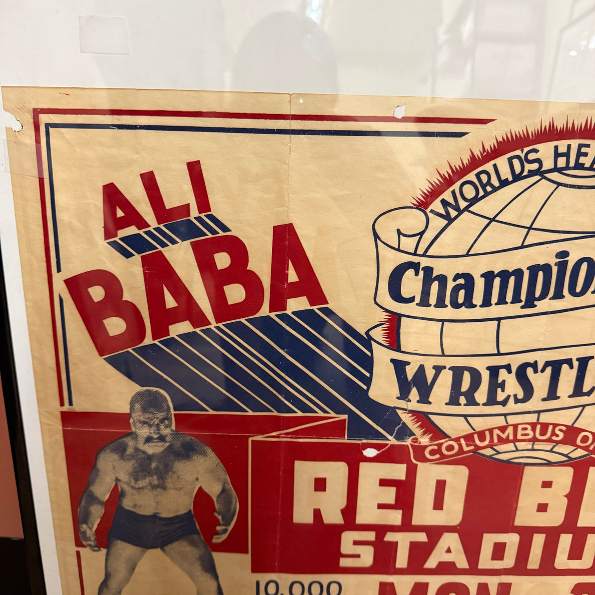 Vintage 1930's Ali Baba VS Everett Marshall Original Wrestling Poster