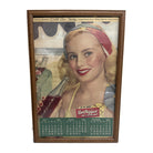 Vintage 1950 Dr. Pepper Calendar Framed Girl Advertisement 