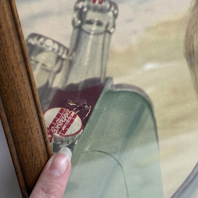 Vintage 1950 Dr. Pepper Calendar Framed Girl Advertisement 