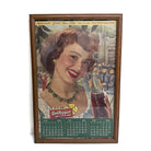 Vintage 1950 Dr. Pepper Calendar Framed Girl Advertisement 