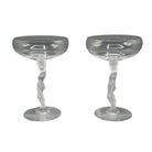Pair of Vintage Bayel Crystal Frosted 'Bacchus' Figural Stem Champagne Glasses