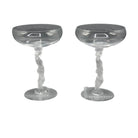 Pair of Vintage Bayel Crystal Frosted 'Bacchus' Figural Stem Champagne Glasses