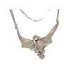 Vintage Custom Signed Sterling Silver Dragon W/ Quartz and Amethyst Necklace