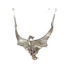 Vintage Custom Signed Sterling Silver Dragon W/ Quartz and Amethyst Necklace