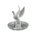 Vintage Lalique Clear & Frosted Crystal Thalie Dove Ring Holder