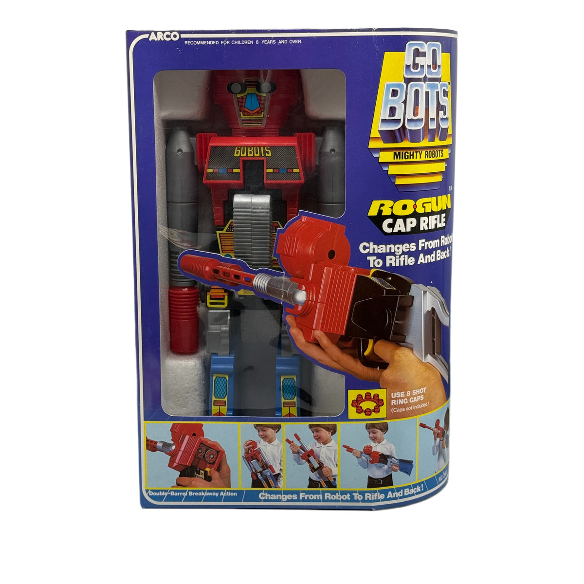 Vintage 1984 Arco Go Bots Rogun Cap Rifle Toy New In Box
