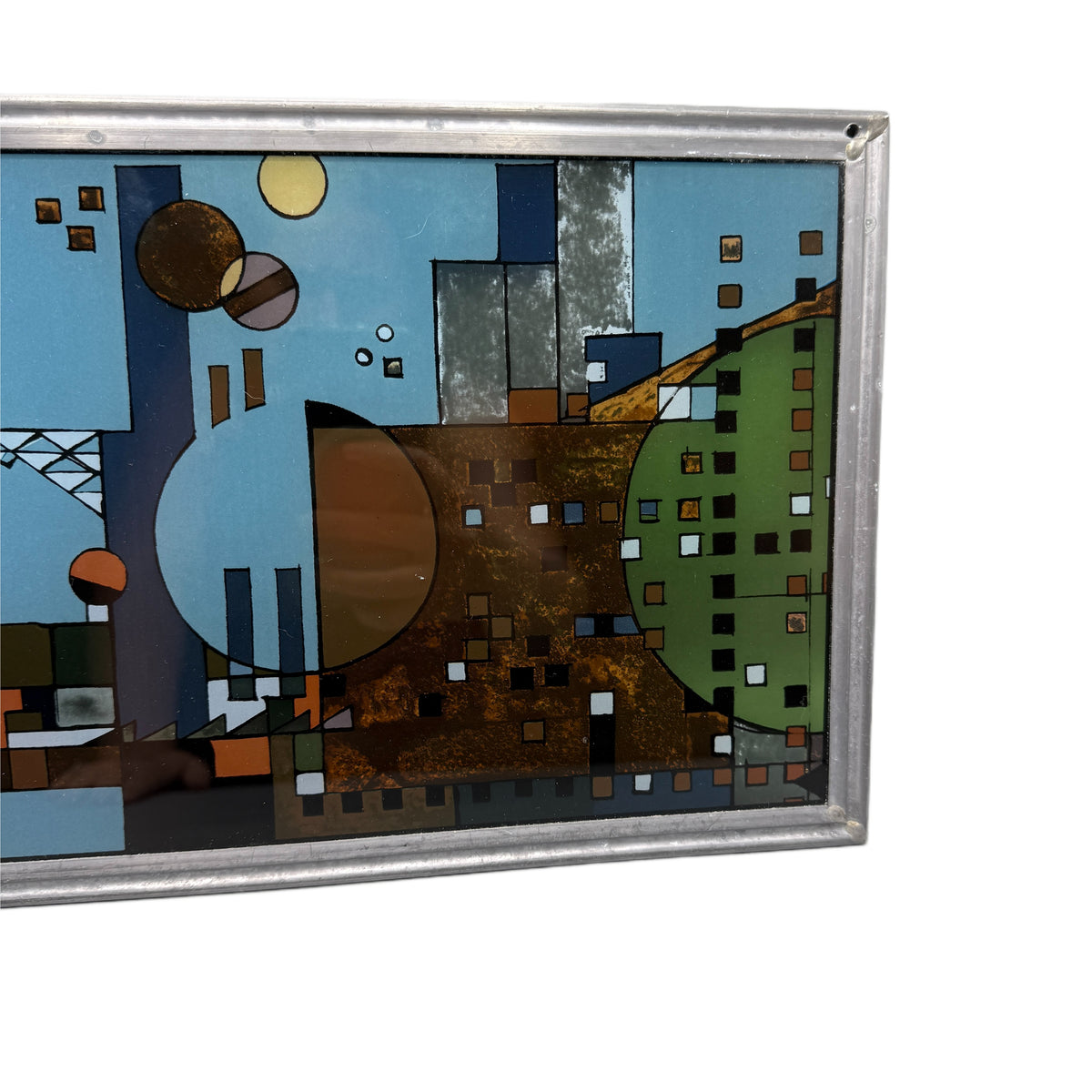 Vintage Frank Lloyd Wright "City By The Sea" Stained Glass Panel