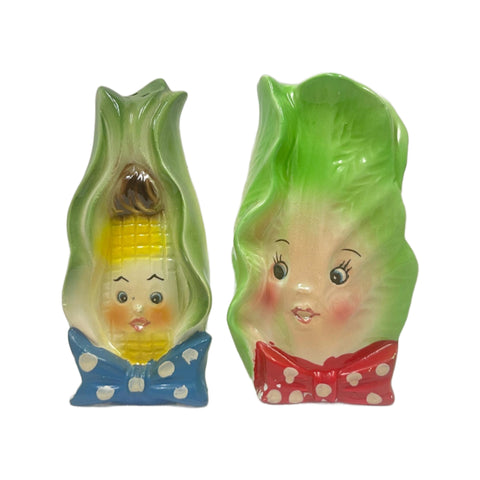 Vintage Corn & Lettuce Salt & Pepper Shakers