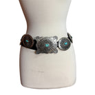 Vintage Silver Native American Old Pawn Concho Turquoise Belt