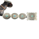 Vintage Silver Native American Old Pawn Concho Turquoise Belt